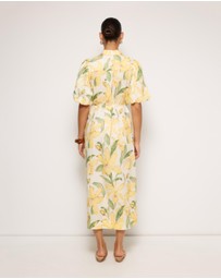 AERE - Amalie Linen Puff Sleeve Shirt Dress