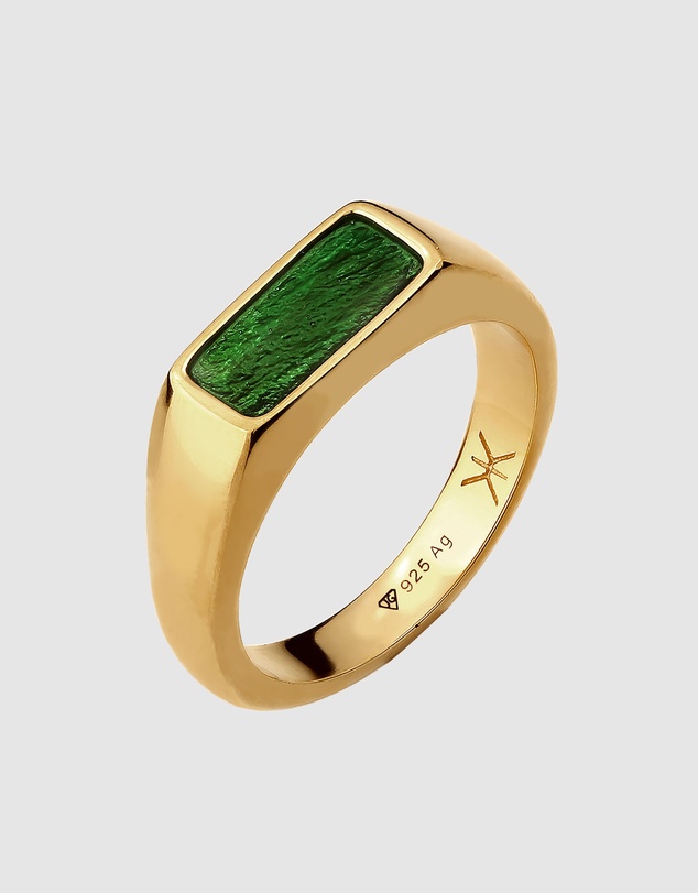 Kuzzoi - ICONIC EXCLUSIVE - Enamel Signet Ring in Gold-Plated 925 Sterling Silver