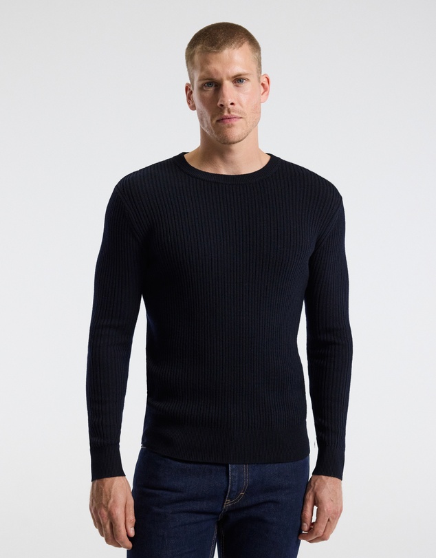 Calibre - Slim Merino Wool Rib Sweater Navy
