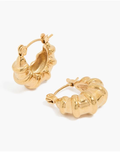 Lovisa - Waterproof Gold Plated Stainless Steel Chunky Detailed Hoop Earrings