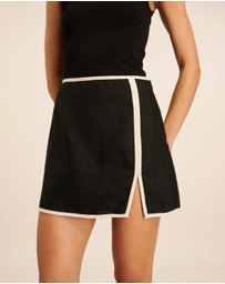 AERE - Linen Contrast Bind Mini Skirt
