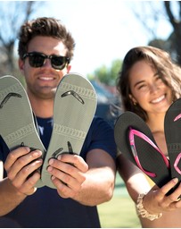 Boomerangz Footwear - Men's Black/Grey Thongs with arch support and 2 x interchangeable straps