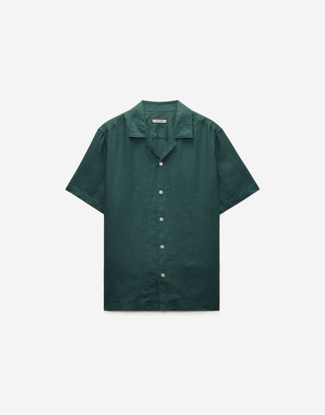 Calibre - Cuff Detail Short Sleeve Linen Shirt Sea Green