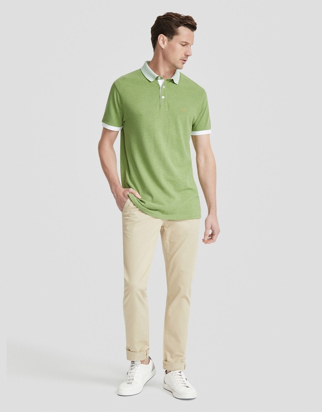 Oxford - Axell Striped Collar Pique Polo