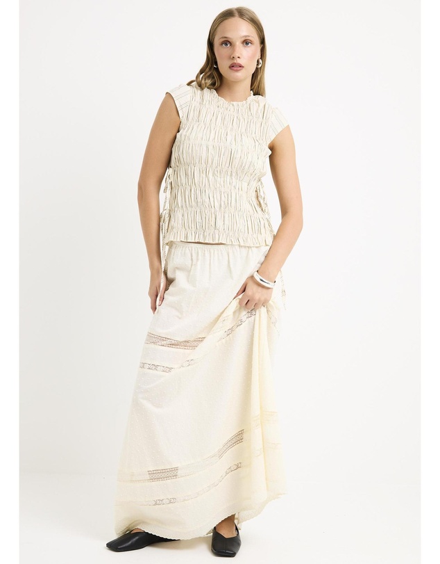 Subtitled - Belly Shirred Tie Top