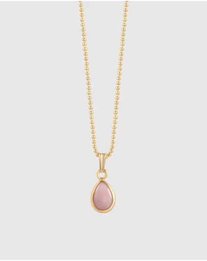 Von Treskow - Fine Ball Chain Necklace with Pear Pink Opal