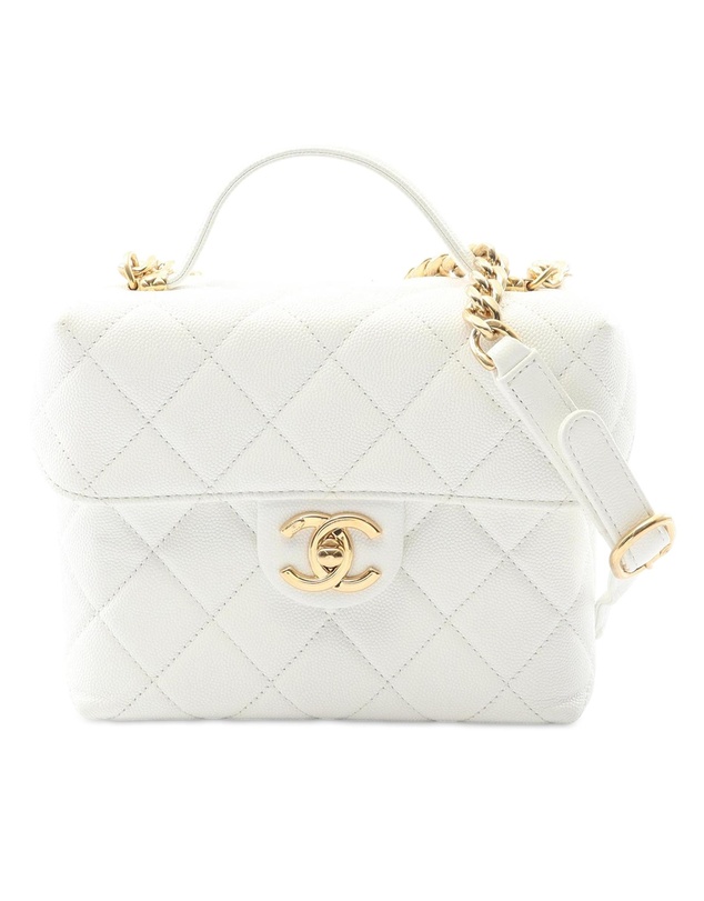 Chanel - Pre-Loved Quilted Caviar Handy Box Vanity Case with Chain