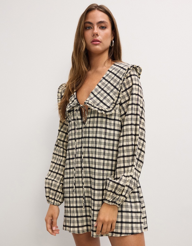 The Fated - Adela Check Collared Mini Dress