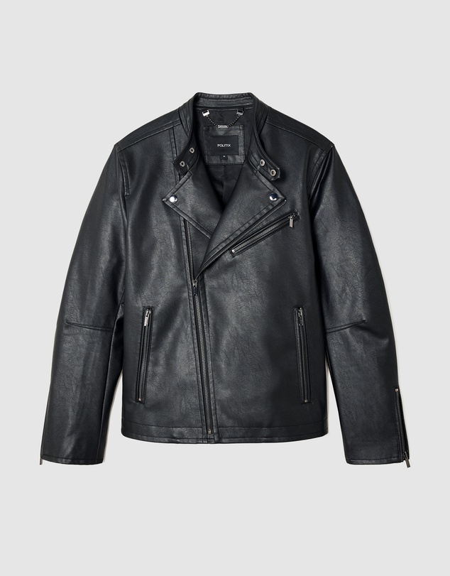 Politix - Danny Faux Leather Biker Jacket