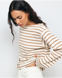 AERE - Boat Neck Stripe T-Shirt