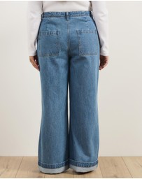 Atmos&Here Curvy - Lorie Pin Tuck Wide Leg Jeans