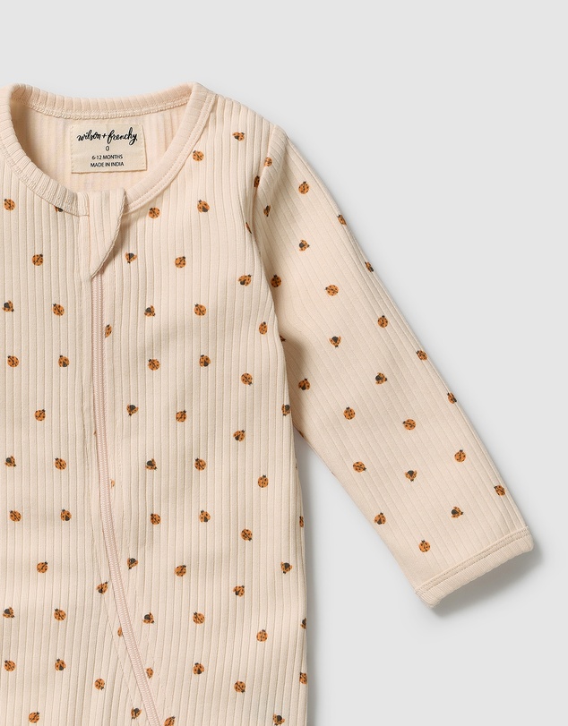 Wilson & Frenchy - Little Lady Bugs Organic Zipsuit With Feet - Babies