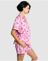 Sant And Abel - Women's Reindeer Pink Short PJ Set