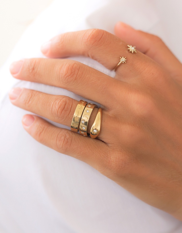 Elli Jewelry - Ring Crystal Star 925 Sterling Silver Gold-Plated