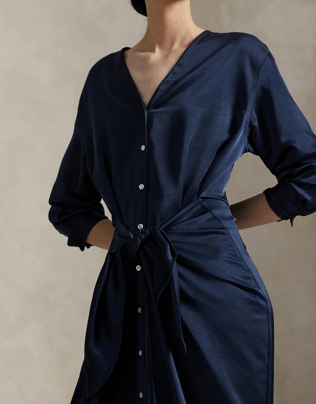 Polo Ralph Lauren - Satin Tie-Front Wrap Shirtdress