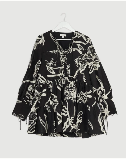 Revibe - Repaired Shona Joy Lila Tiered Mini Dress - AU 10