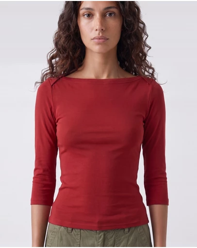 Style Addict - Elle Boat Neck Top - Red