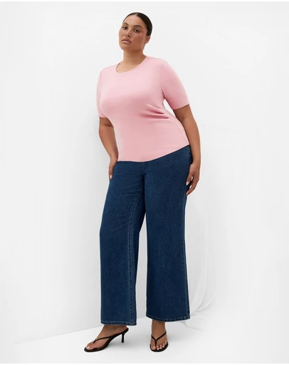 City Chic - Plus size Cinched Side Tee - dusty pink