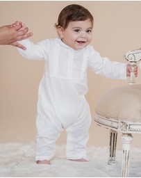Bebe by Minihaha - Dressy LS Linen Blend Romper - Babies