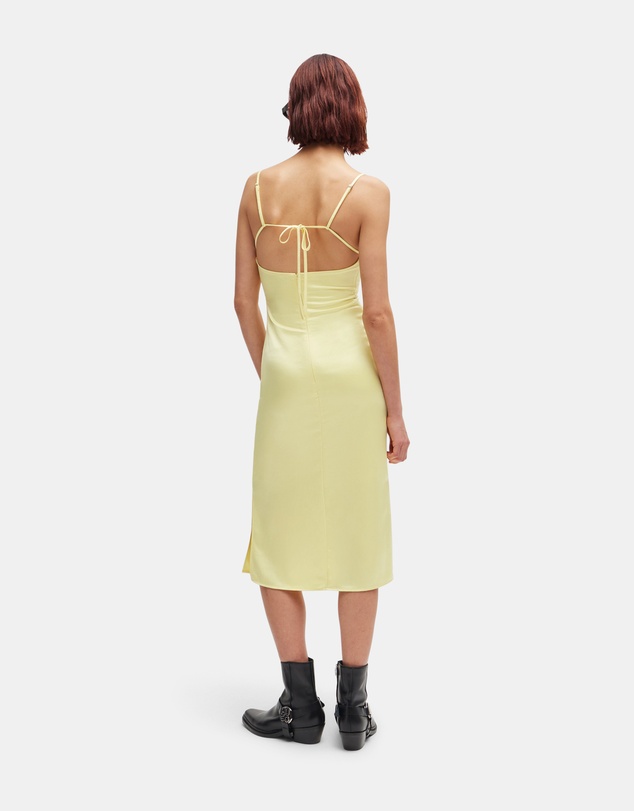 HUGO - Slim-fit Dress In Satin With Logo Trim