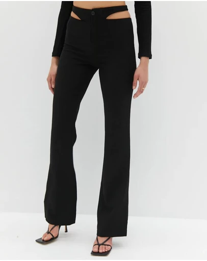 Style Addict - Waist Slit Pants - Black