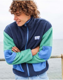 Skwosh - Skwosh Polar Fleece Utility Jacket in Green/Blue