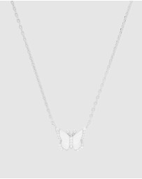 Wanderlust + Co - Butterfly Pearl & Silver Necklace