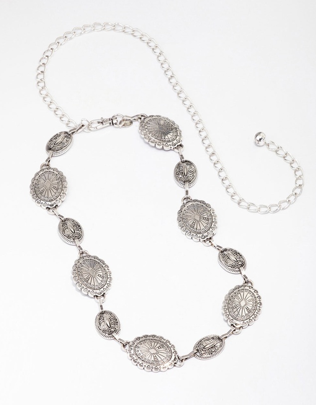 Lovisa - Antique Silver Textured Circular Chain Belt