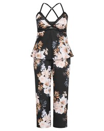 City Chic - Plus size Arcadia Cami Pant Set - black