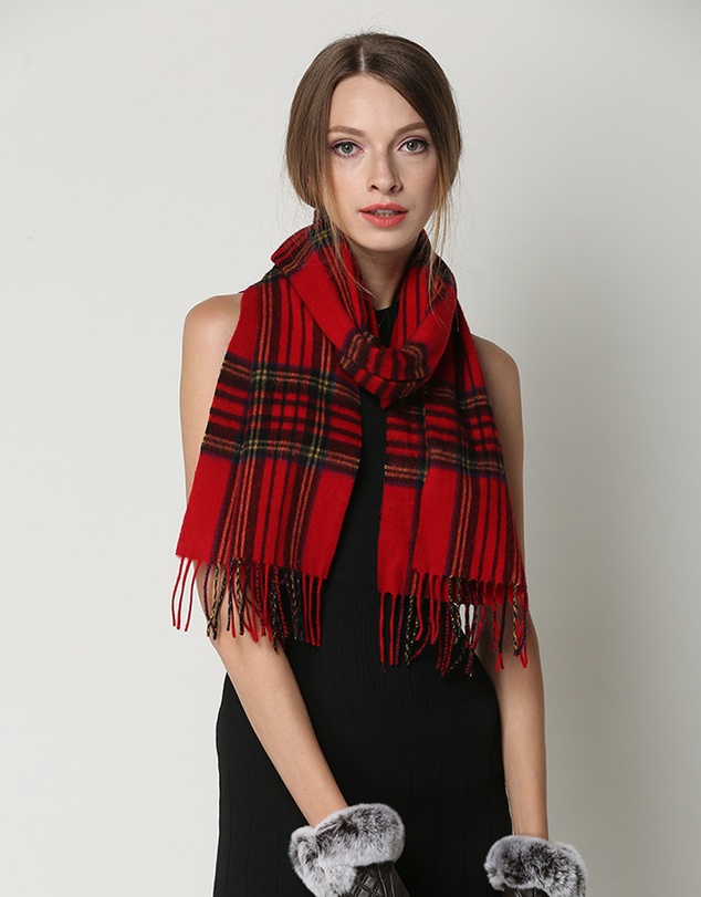 Ozwear Connection Uggs - Ugg 100% Wool Scarf Check Red and Navy