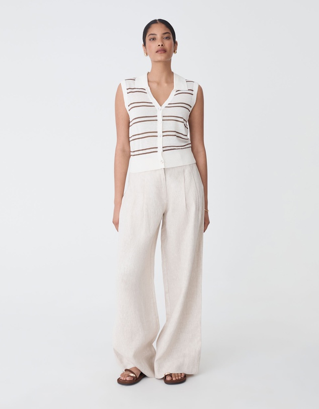 Forcast - Kaia Striped Collared Top