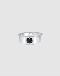 Kuzzoi - ICONIC EXCLUSIVE - Ring Men Solitaire Pyramid Solid with Onyx Gemstone in 925 Sterling Silver