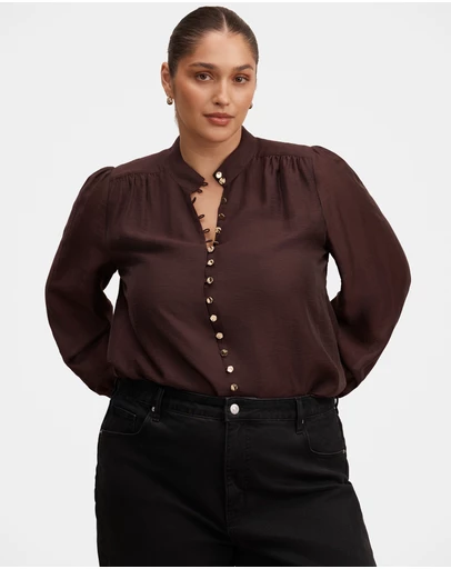 Forever New Curve - Amelia Curve Printed Button Down Blouse