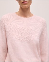 Trenery - Alpaca Merino Cable Yoke Knit in Rose Quartz