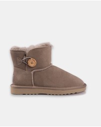 AusWooli Ugg Boots - Cabarita Short Sheepskin Wool Button Boots