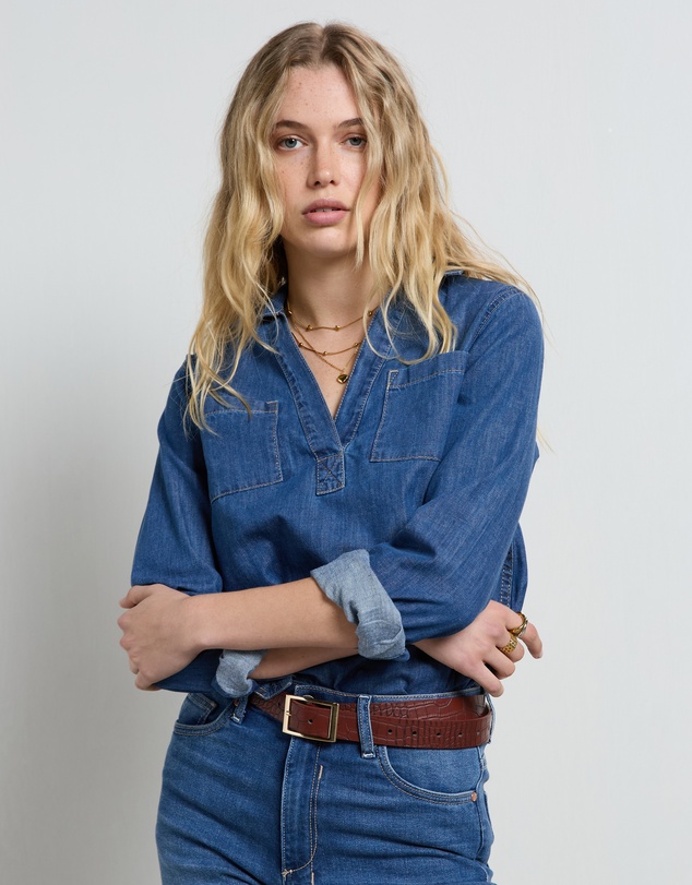 DRICOPER DENIM - Ash Denim Pop Over Shirt