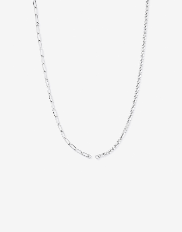 Michael Hill - Paperclip and Curb Link Chain Necklace in Sterling Silver