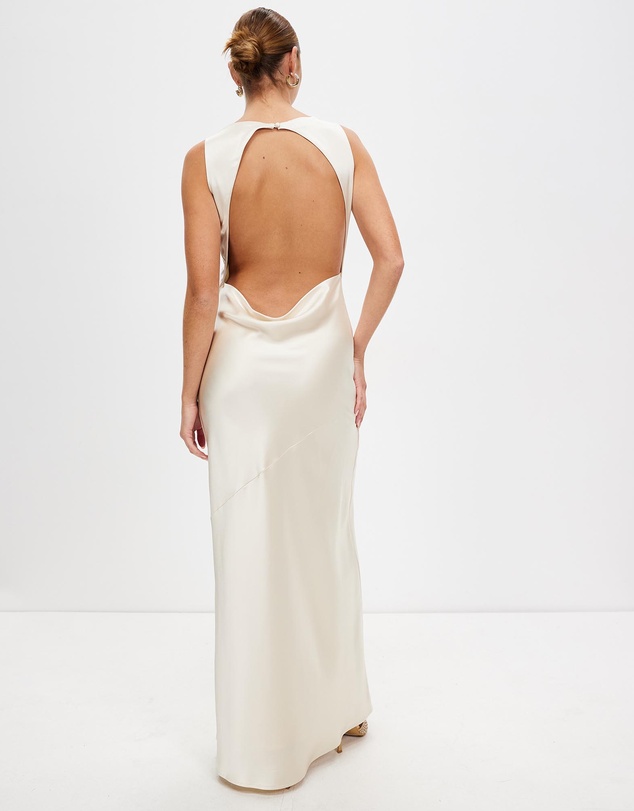 Third Form - Satin Bias Cowl Back Maxi Dress