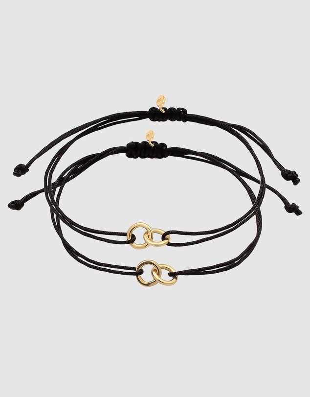 Elli Jewelry - Bracelet Set Women Circle Infinity Black 925 Sterling Silver Gold Plated