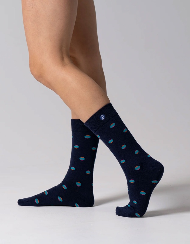 Swanky Socks - Navy Retro Polka Dots