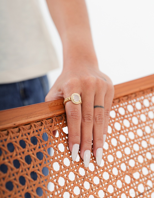 Elli Jewelry - Vintage Moonstone Ring in Gold-Plated 925 Silver