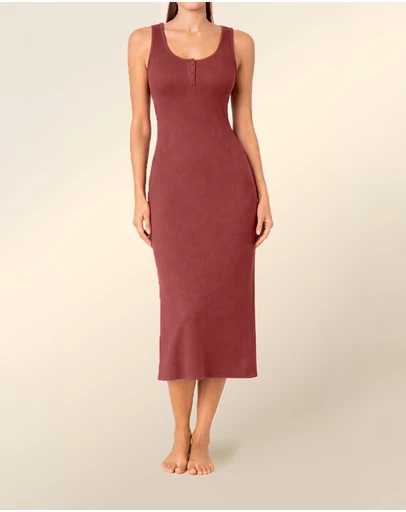 Gingerlilly - Monique Long Sleeveless Henley Dress