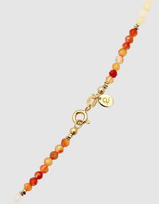 Elli Jewelry - Necklace Agate Beaded Summer 925 Sterling Silver Gold-Plated