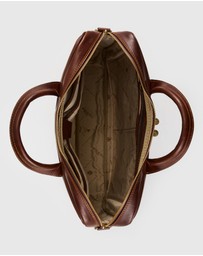 Republic of Florence - Pretoria Matt Choc Leather Laptop Briefcase