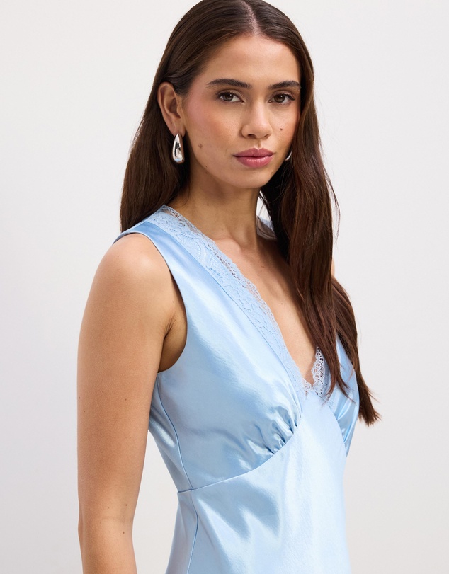 The Fated - Freya Satin Lace Trim Mini Dress