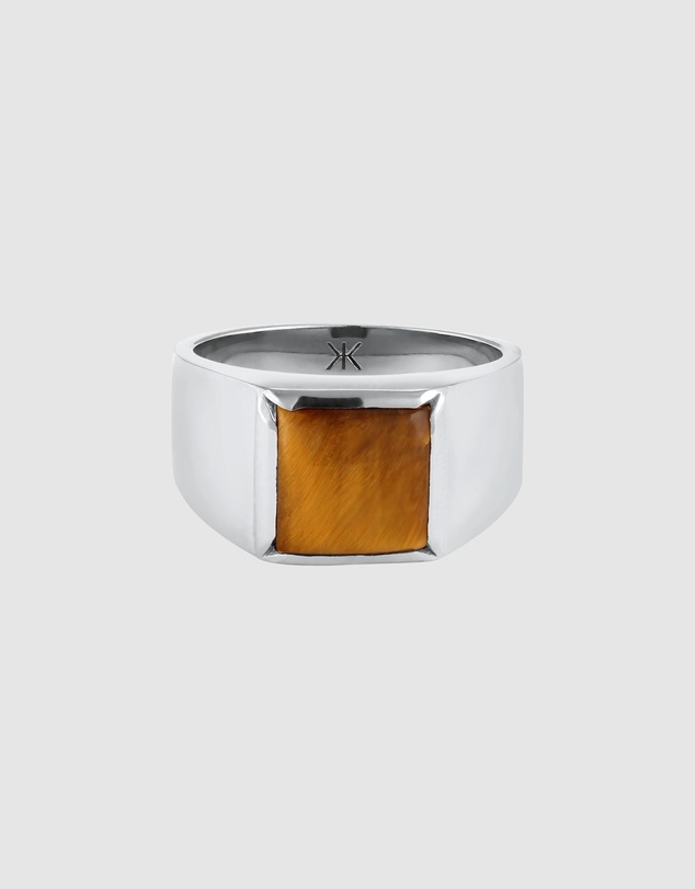 Kuzzoi - ICONIC EXCLUSIVE - Tiger's Eye Signet Ring in 925 Sterling Silver
