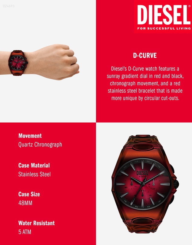 Diesel - D-Curve Red Chronograph Watch