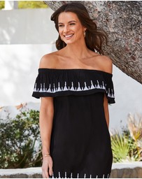 Sosandar - Embroidered Detail Bardot Shift Dress