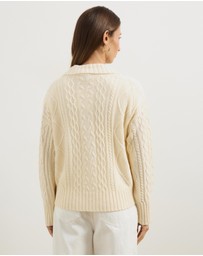 Atmos&Here - Faye Cable Knit Pullover With Collar
