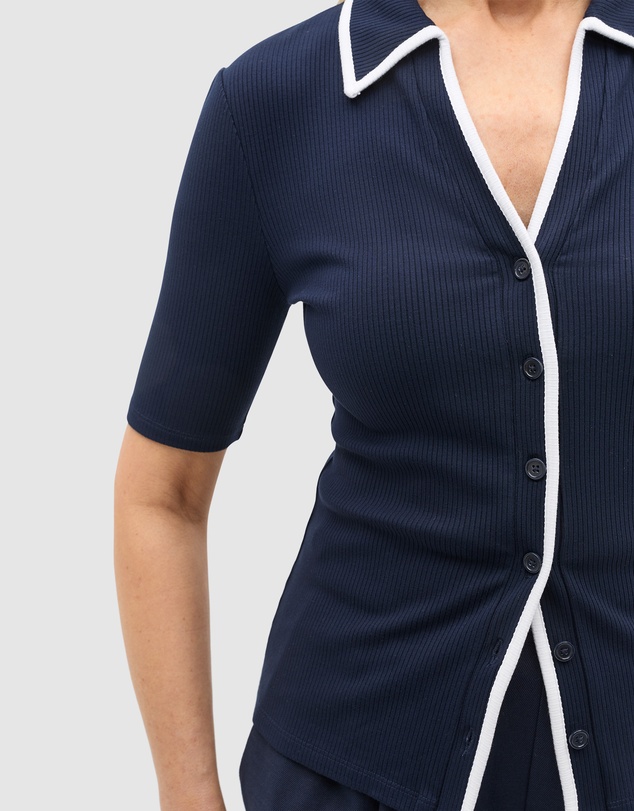 Seed Heritage - Rib Contrast Button Down Top